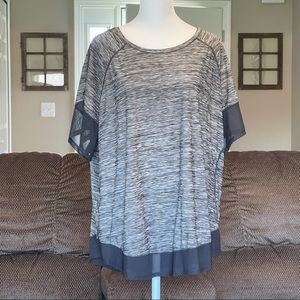 MTA Sport Black/Gray Marled Short Sleeve Top